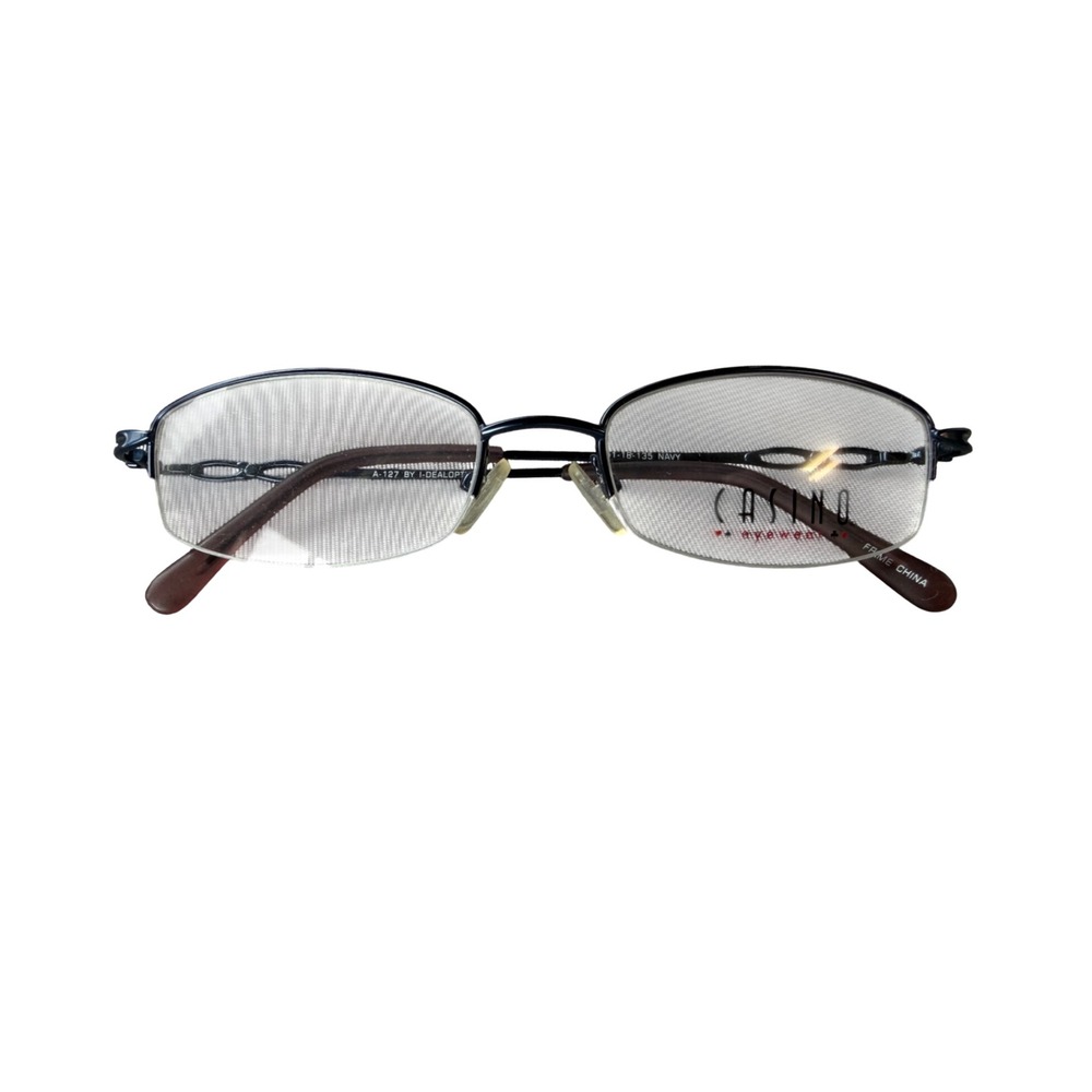 Casino Eyewear Eyeglasses Women 51-18-135 Navy Blue Oval Semi-Rimless A-127